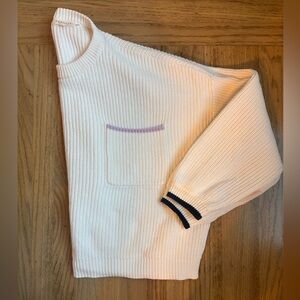 Demylee 100% cotton pocket Sweater with accent colors. Medium.